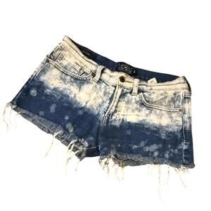 Lucky Brand Distressed Cutoff Denim Shorts Bleach Wash Fringe Hem Size 6/28